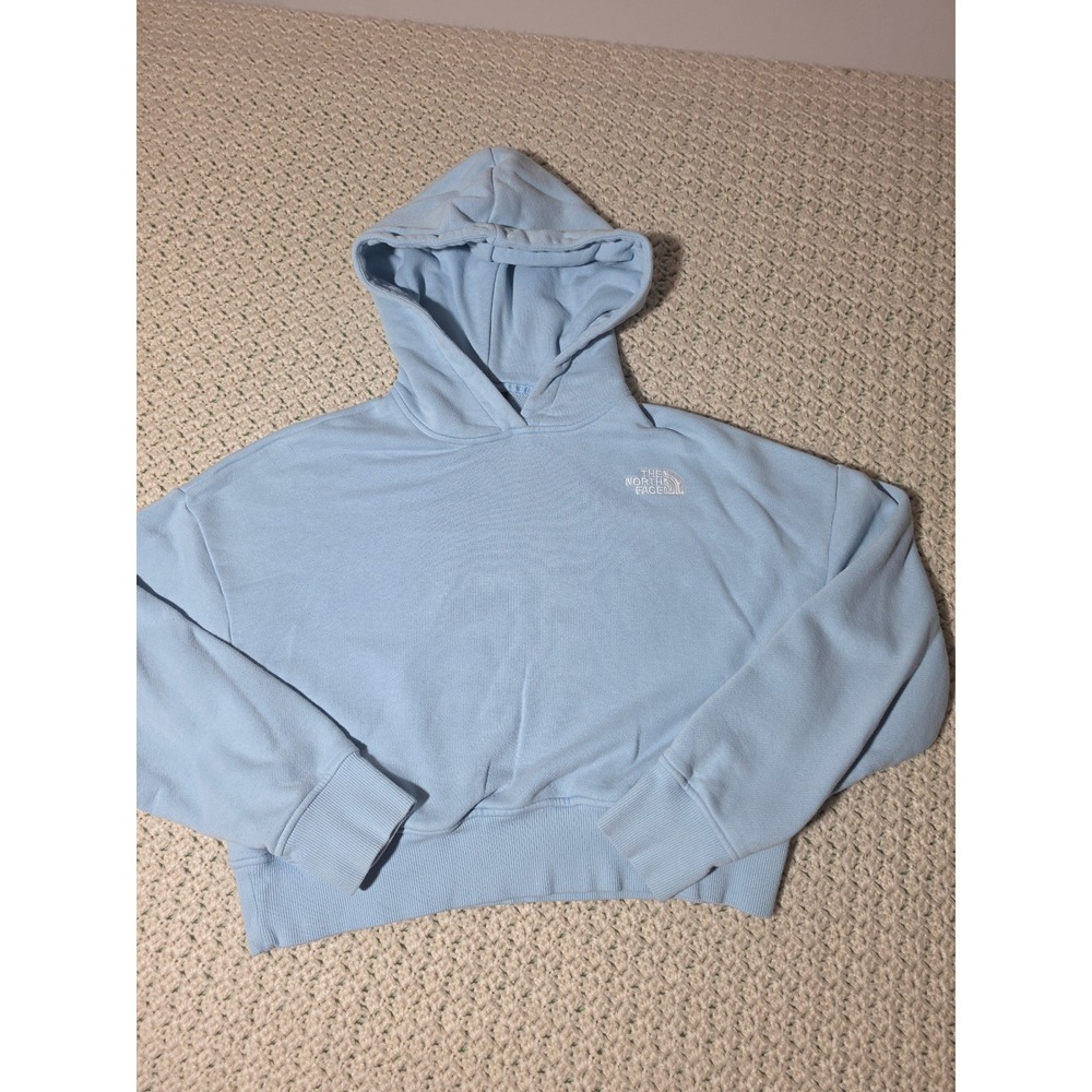 The North Face Cropped Hoodie Women S Light Blue Excellent Relaxed Fleece Top